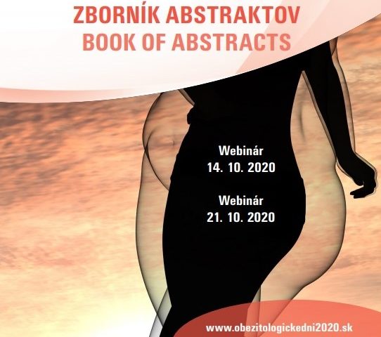 Ilustrácia s nápisom Zborník abstraktov a termínom dvoch webinárov a webová stránka www.obezitologickedni2020.sk